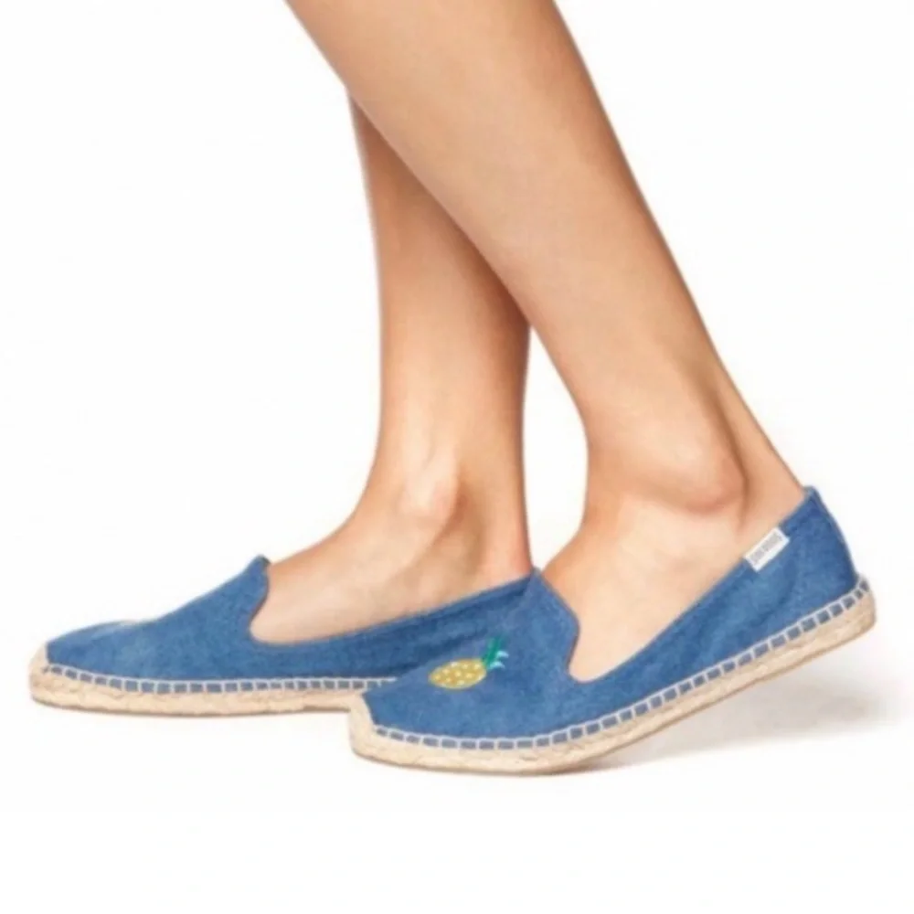 SOLUDOS Embroidered Pineapple Slip-on Espadrilles NWOB Size 9